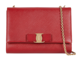 Mini Vara Bow Chain Bag, Leather, Red, AU-22/B558, 3*